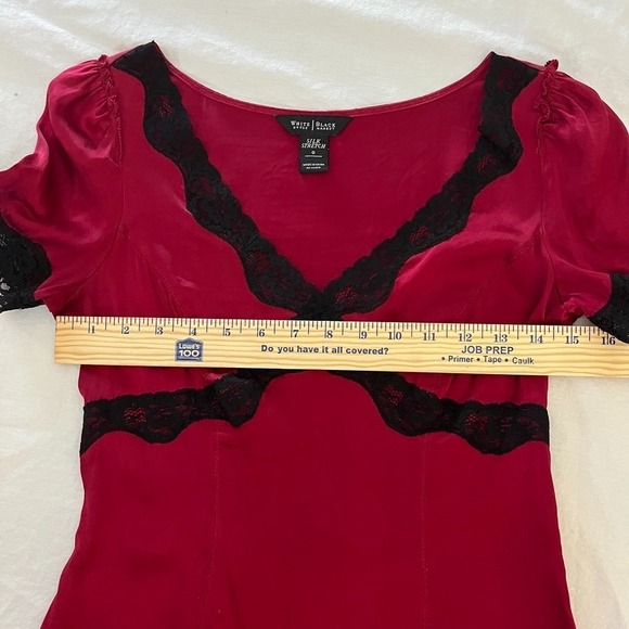 WHBM Womens Red Silk Blouse Sz 0 Y2K Dark Romatic Whimsigoth - Picture 3 of 7